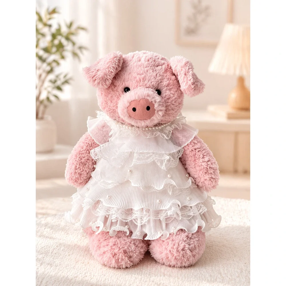 Large Bartholomew Bear clothes outfits - White Floral Formal Dress